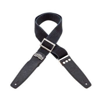 Stripe SS SPECIAL Cotton Washed Nero 5 cm terminali Flores Nero, fibbia Recta Argento - Magrabò Guitar Straps