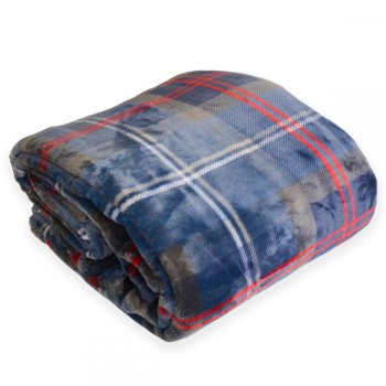 Plaid Effetto Cashmere Cm 240x200 Cavalieri Scottish Colore Denim