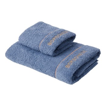 Coppia 1+1 Asciugamani Bagno Borbonese Fine Op Colore Jeans