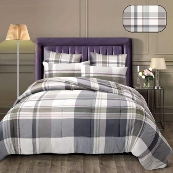 Trapunta In Microfibra Letto Piazza E Mezza  Zurigo Tartan Colore Beige