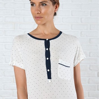 Camicia Da Notte Donna Maryplaid 6m98514 Colore Gesso-navy Gesso-navy M