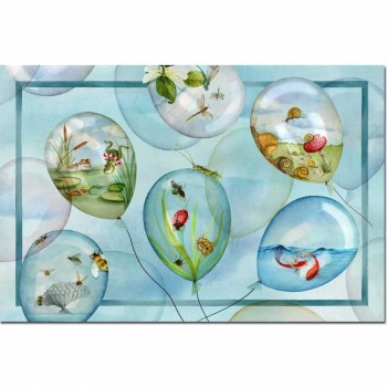 Tappetino Da Cucina Tessitura Toscana Tiptapp Balloons 52x80 Cm Celeste